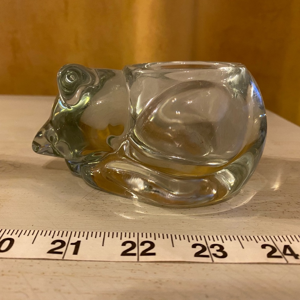 PERFECT Iridescent Glass Cat And 2 Glass Candle Holders Mo Chips Cracks or Flaws - Picture 4 of 10